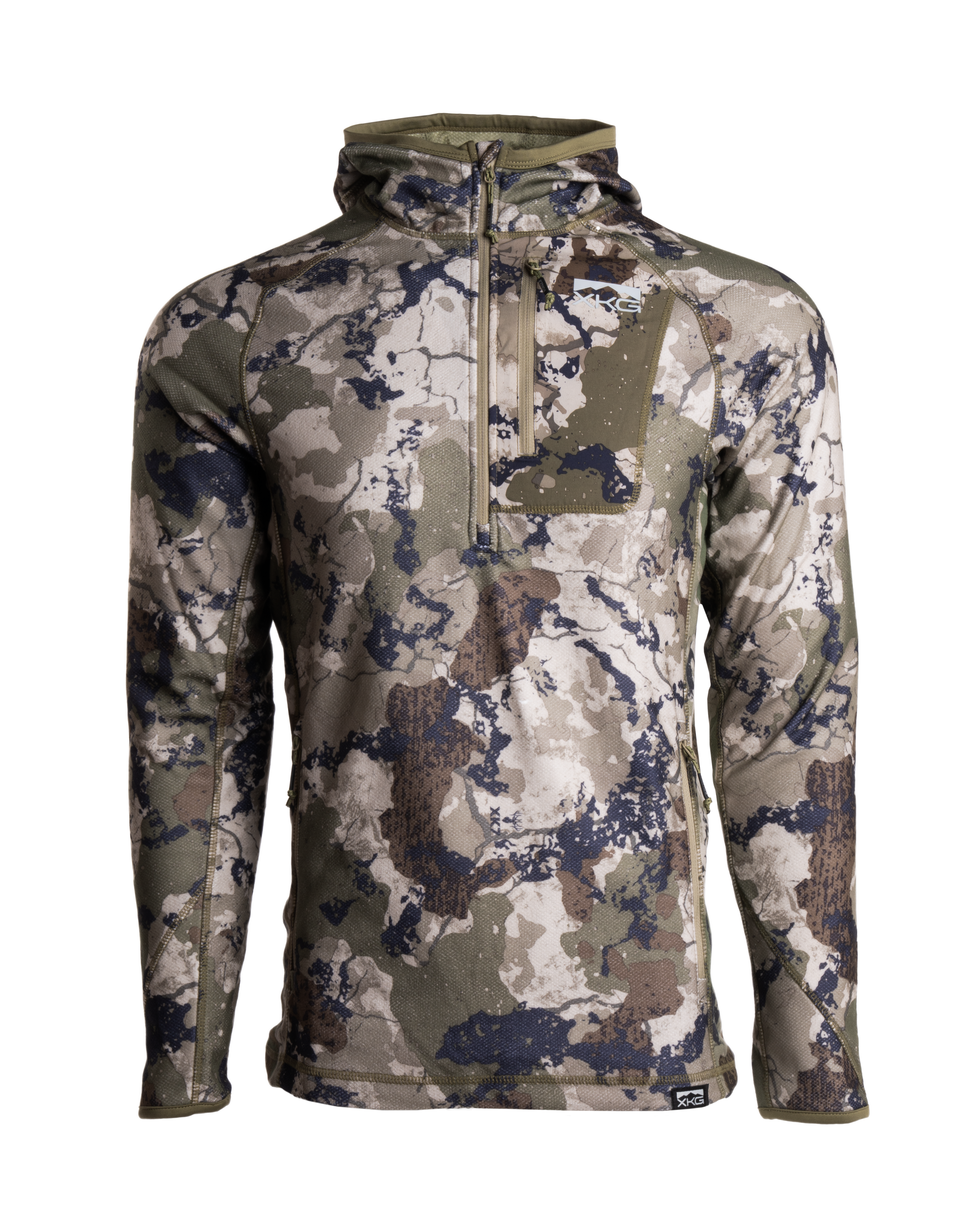 【KIXI】★(UNISEX) Camouflage Hooded Zip-Up Windbreaker XKG Covert Hoodie | Kings Camo