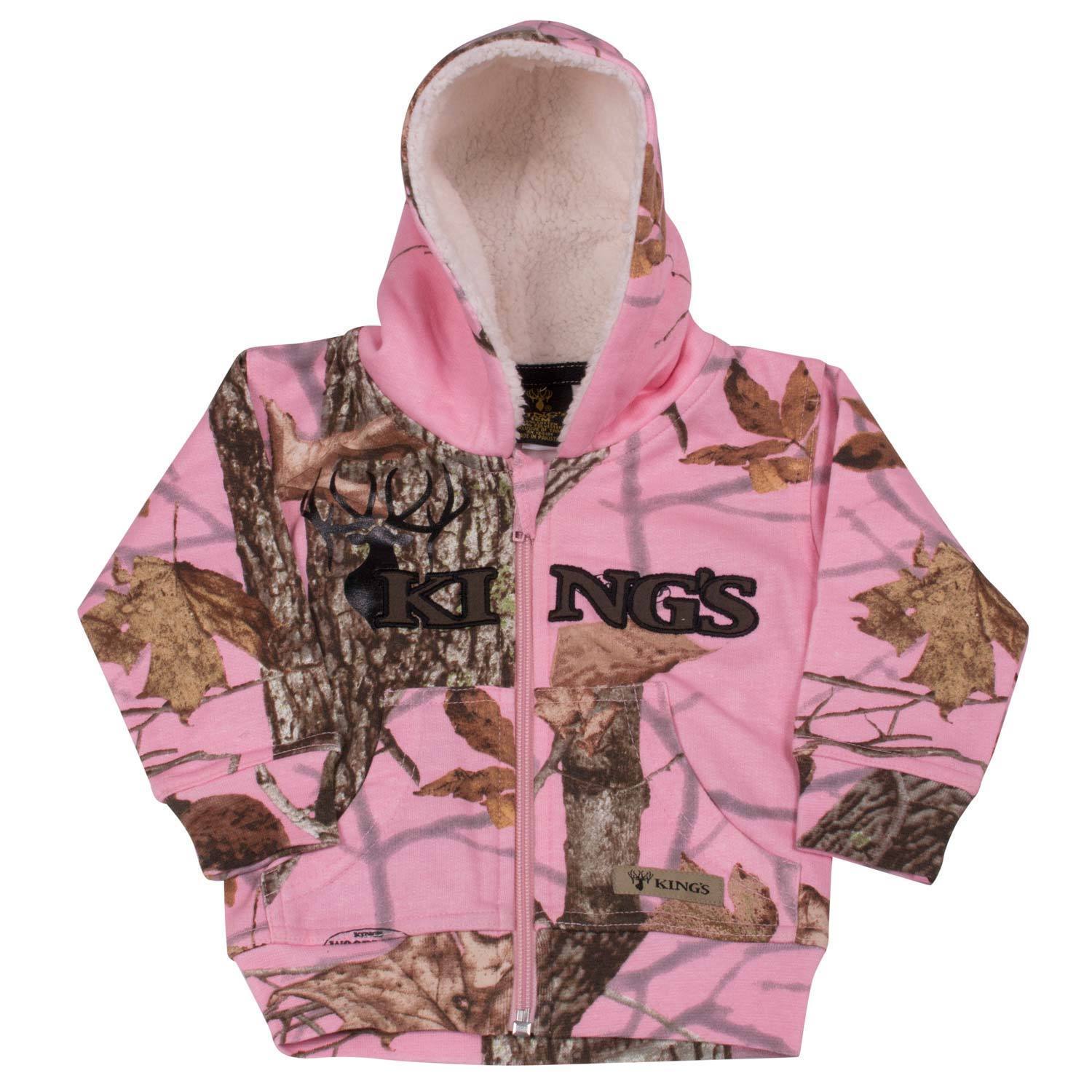 Infant Toddler Sherpa Zip Hoodie Woodland Pink | King's Camo